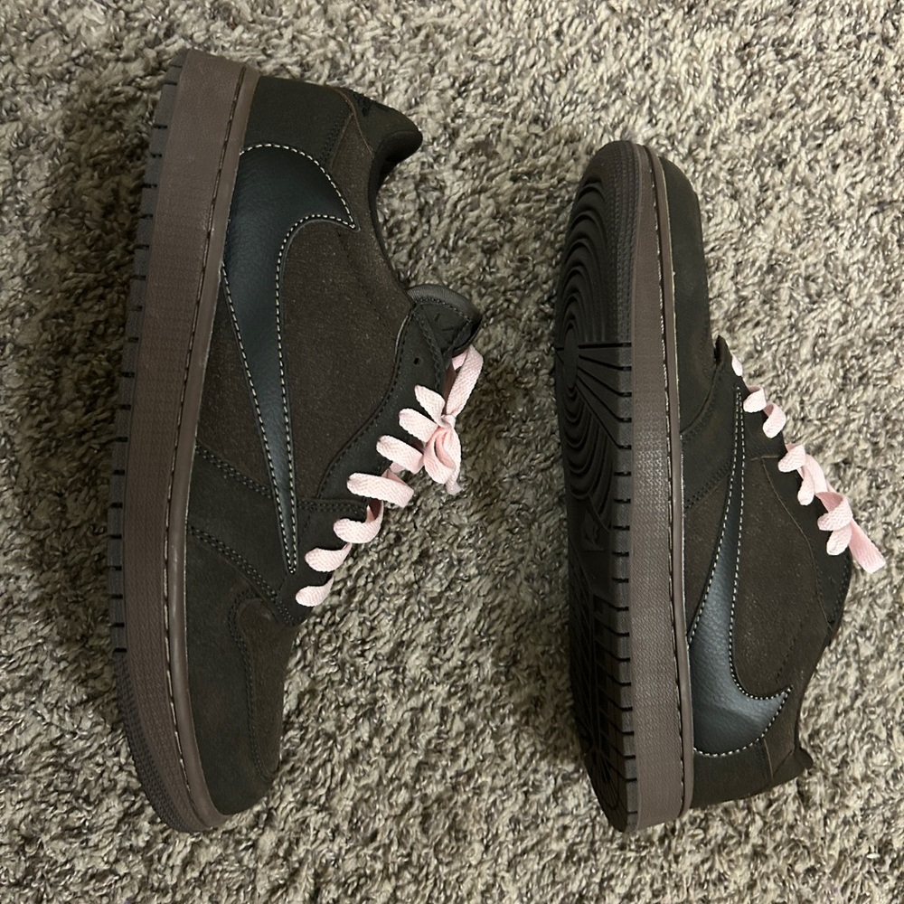 Nike Black and Brown Sneakers with Pink Accents